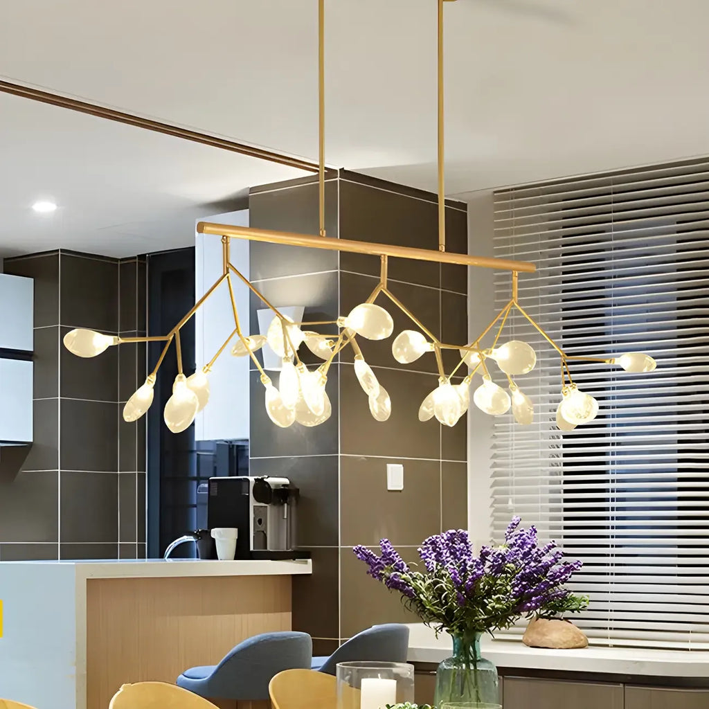 Suspension moderne à plusieurs lumières en verre pour îlot de cuisine