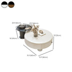 Table basse ronde élégante en bois crème avec tiroirs