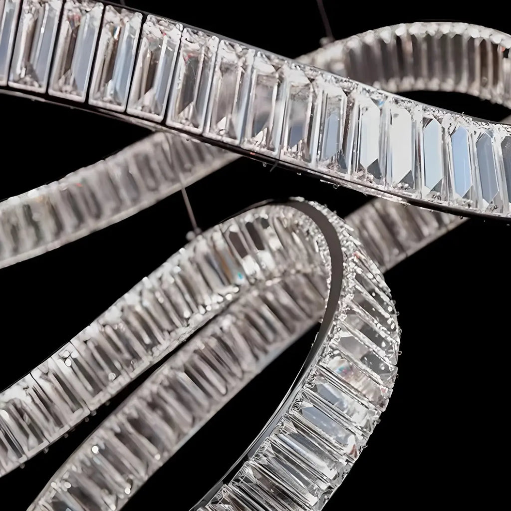 Lustre linéaire LED moderne en cristal spiralé artistique à intensité variable