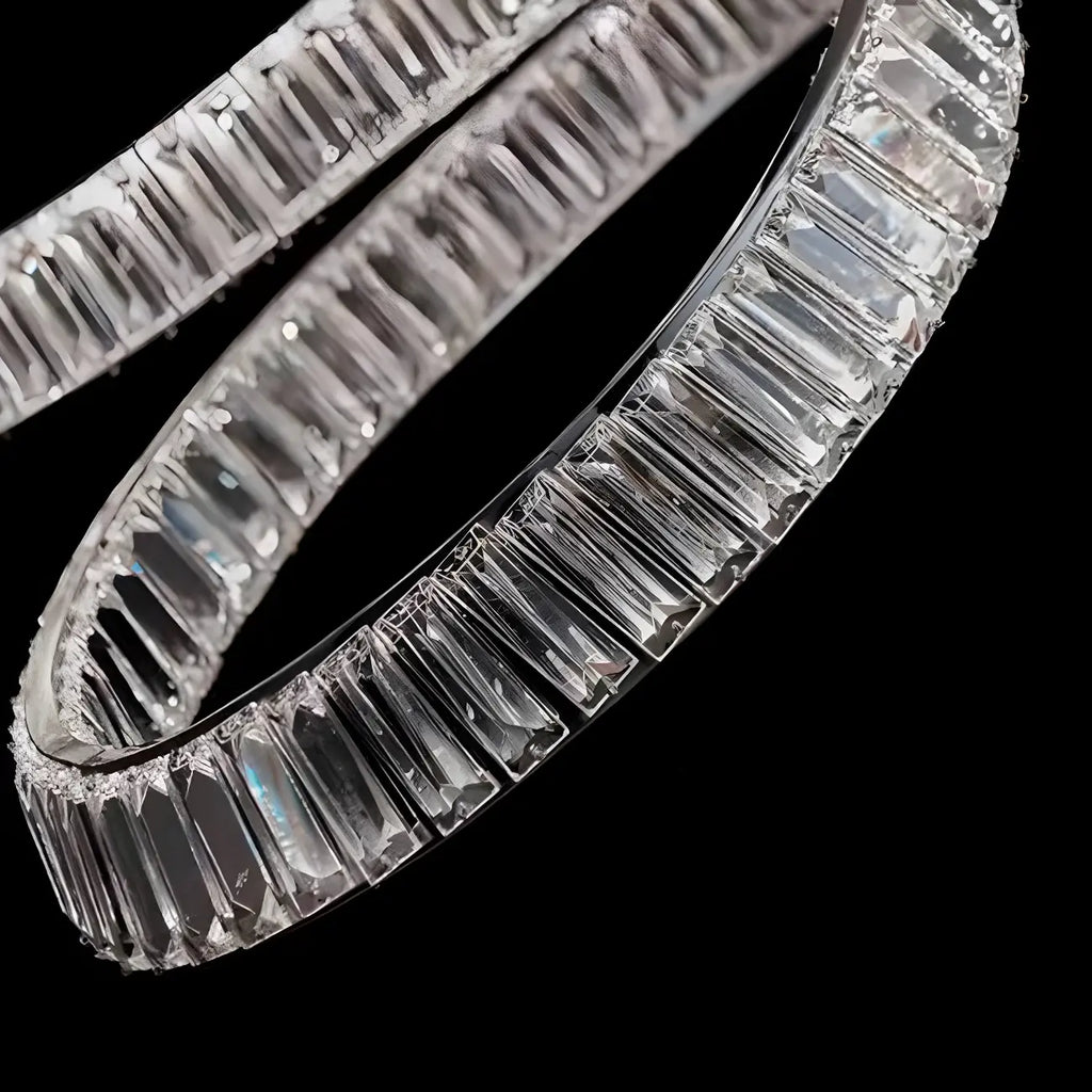 Lustre linéaire LED moderne en cristal spiralé artistique à intensité variable