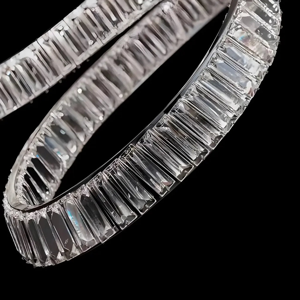 Lustre linéaire LED moderne en cristal spiralé artistique à intensité variable