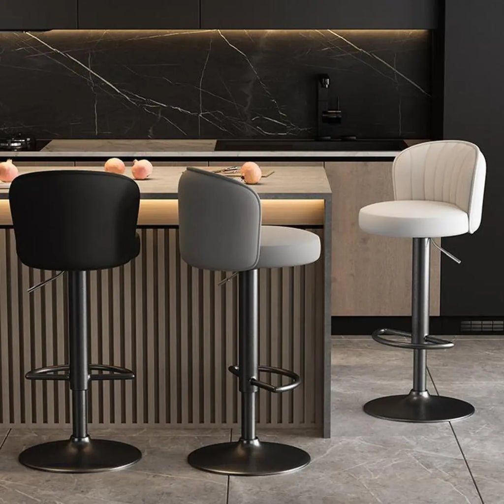 Tabourets de bar pivotants réglables en cuir moderne avec dossier