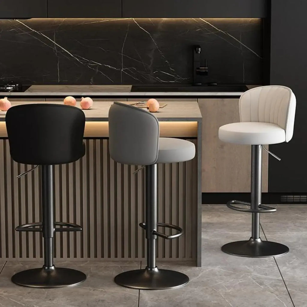 Tabourets de bar pivotants réglables en cuir moderne avec dossier