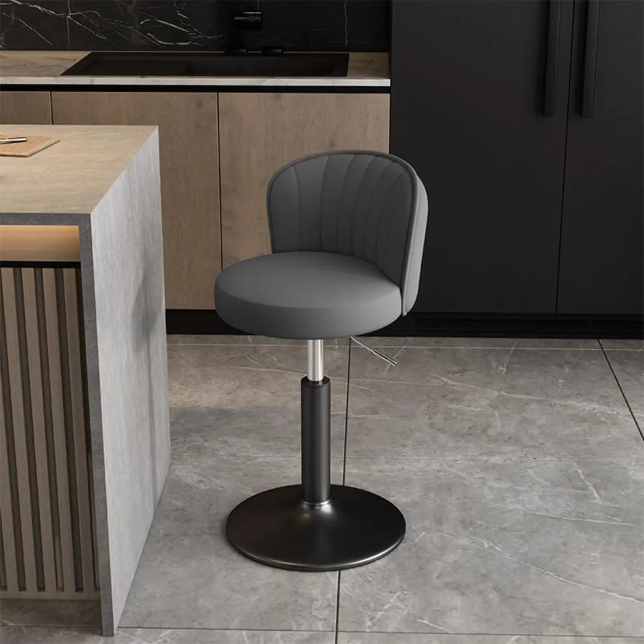 Tabourets de bar pivotants réglables en cuir moderne avec dossier