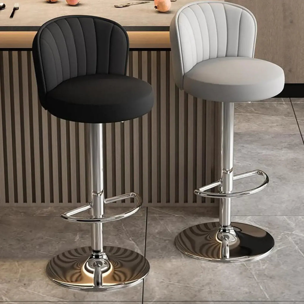 Tabourets de bar pivotants réglables en cuir moderne avec dossier