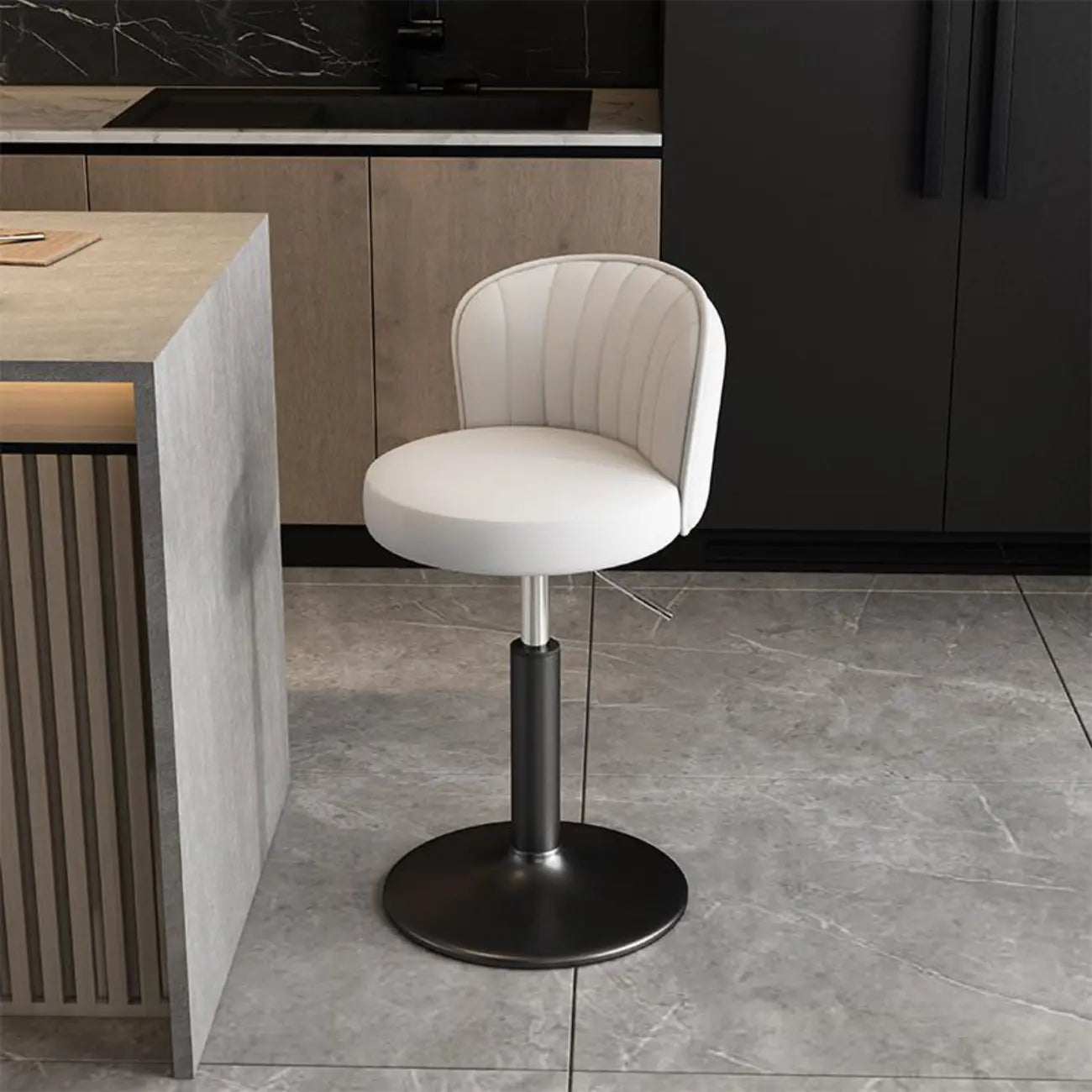 Tabourets de bar pivotants réglables en cuir moderne avec dossier