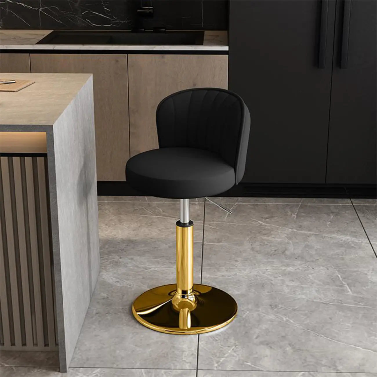 Tabourets de bar pivotants réglables en cuir moderne avec dossier