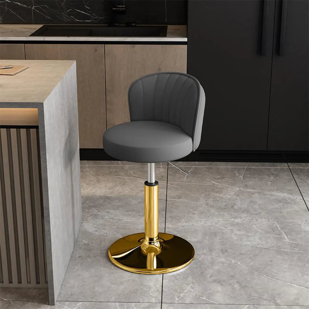 Tabourets de bar pivotants réglables en cuir moderne avec dossier