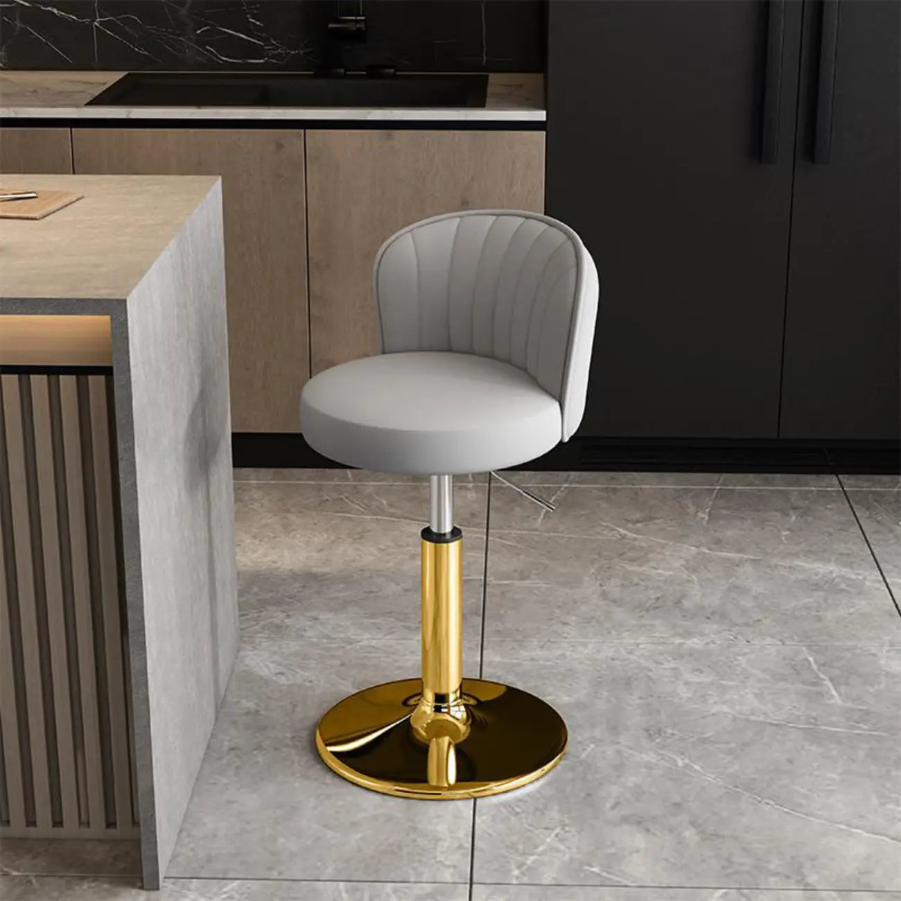 Tabourets de bar pivotants réglables en cuir moderne avec dossier