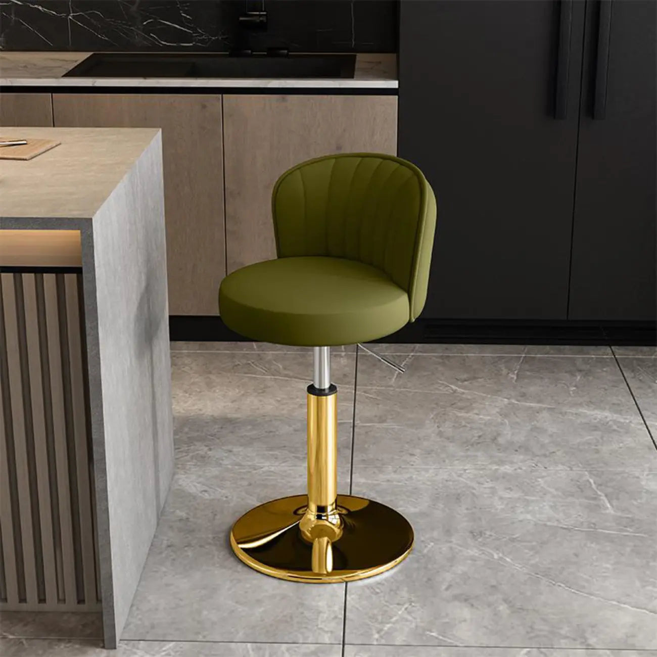 Tabourets de bar pivotants réglables en cuir moderne avec dossier