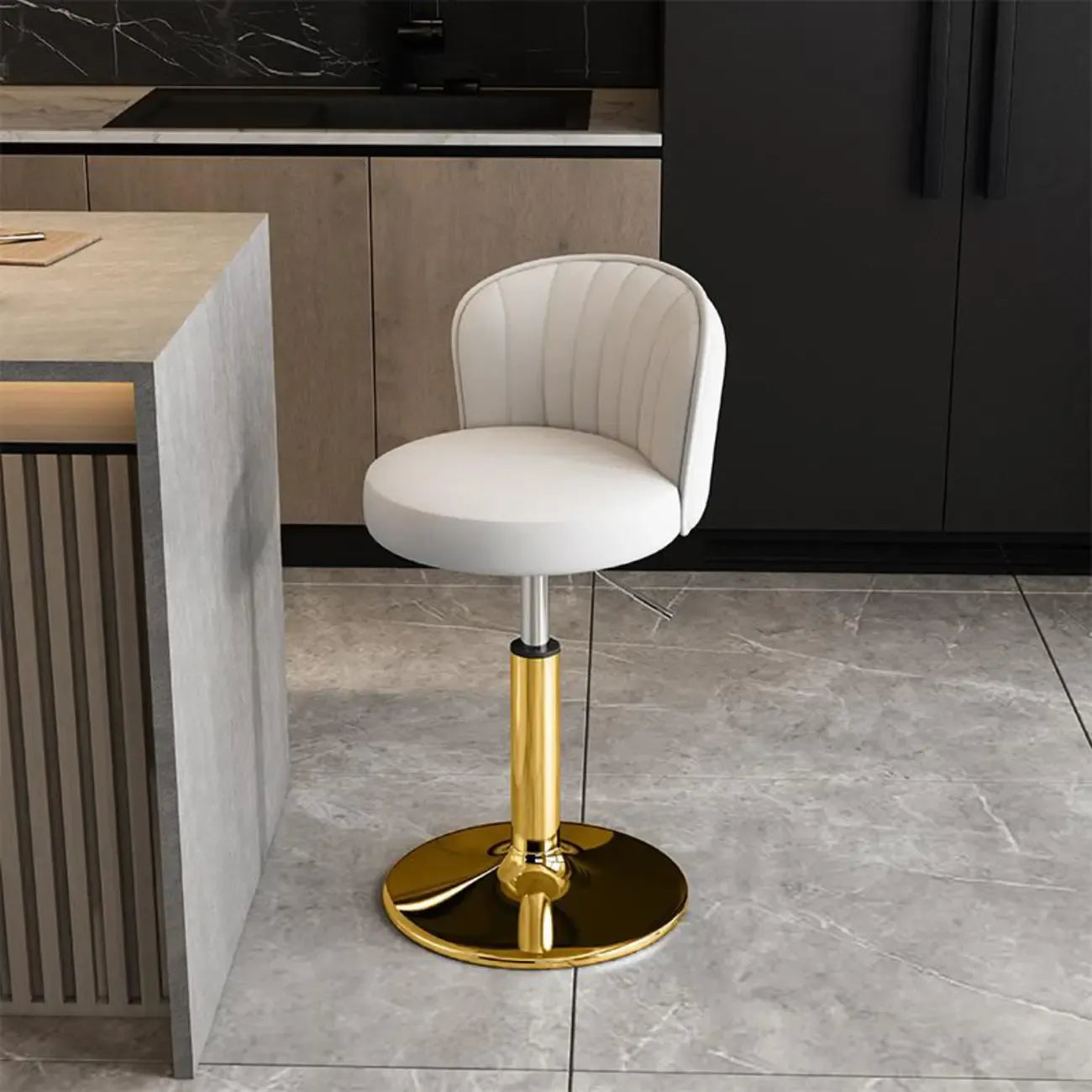 Tabourets de bar pivotants réglables en cuir moderne avec dossier