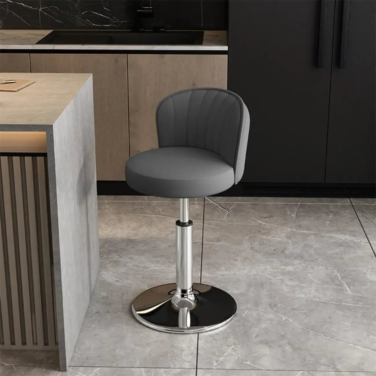 Tabourets de bar pivotants réglables en cuir moderne avec dossier
