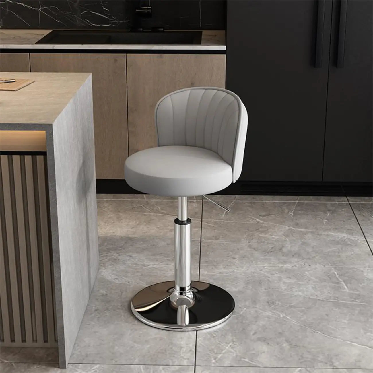 Tabourets de bar pivotants réglables en cuir moderne avec dossier