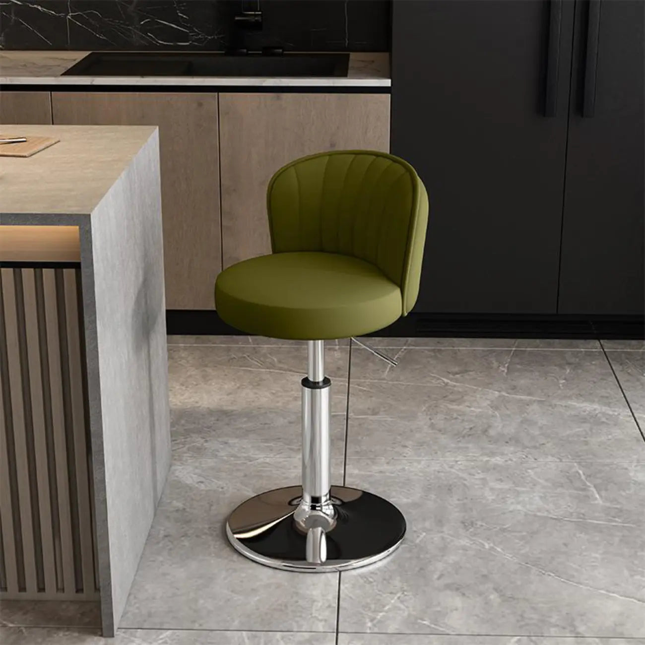 Tabourets de bar pivotants réglables en cuir moderne avec dossier
