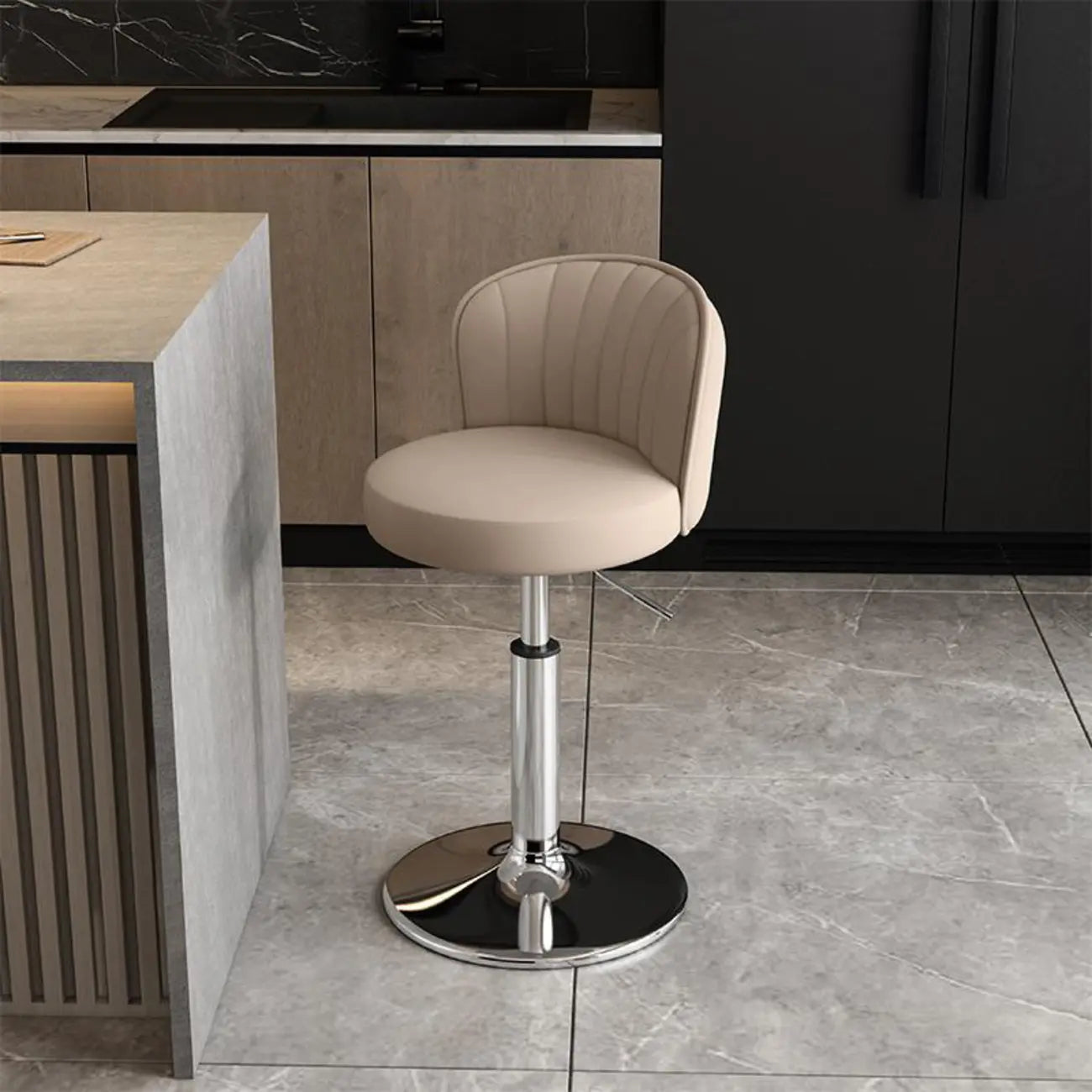 Tabourets de bar pivotants réglables en cuir moderne avec dossier