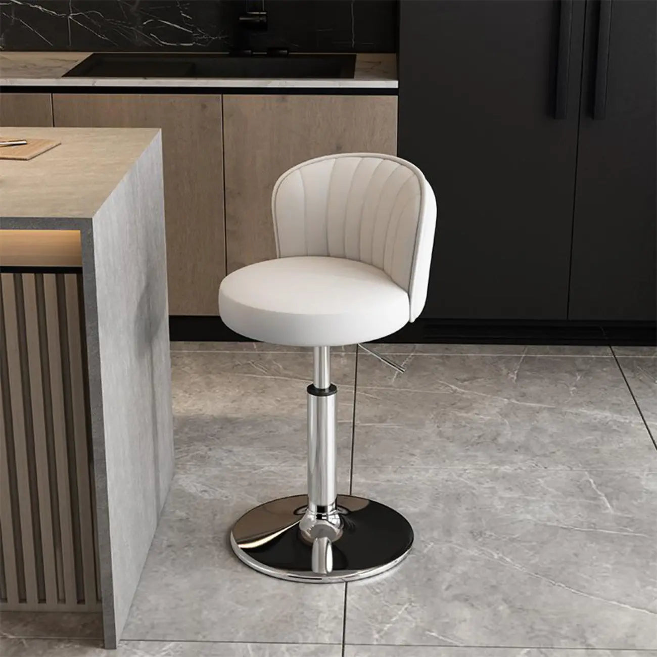 Tabourets de bar pivotants réglables en cuir moderne avec dossier