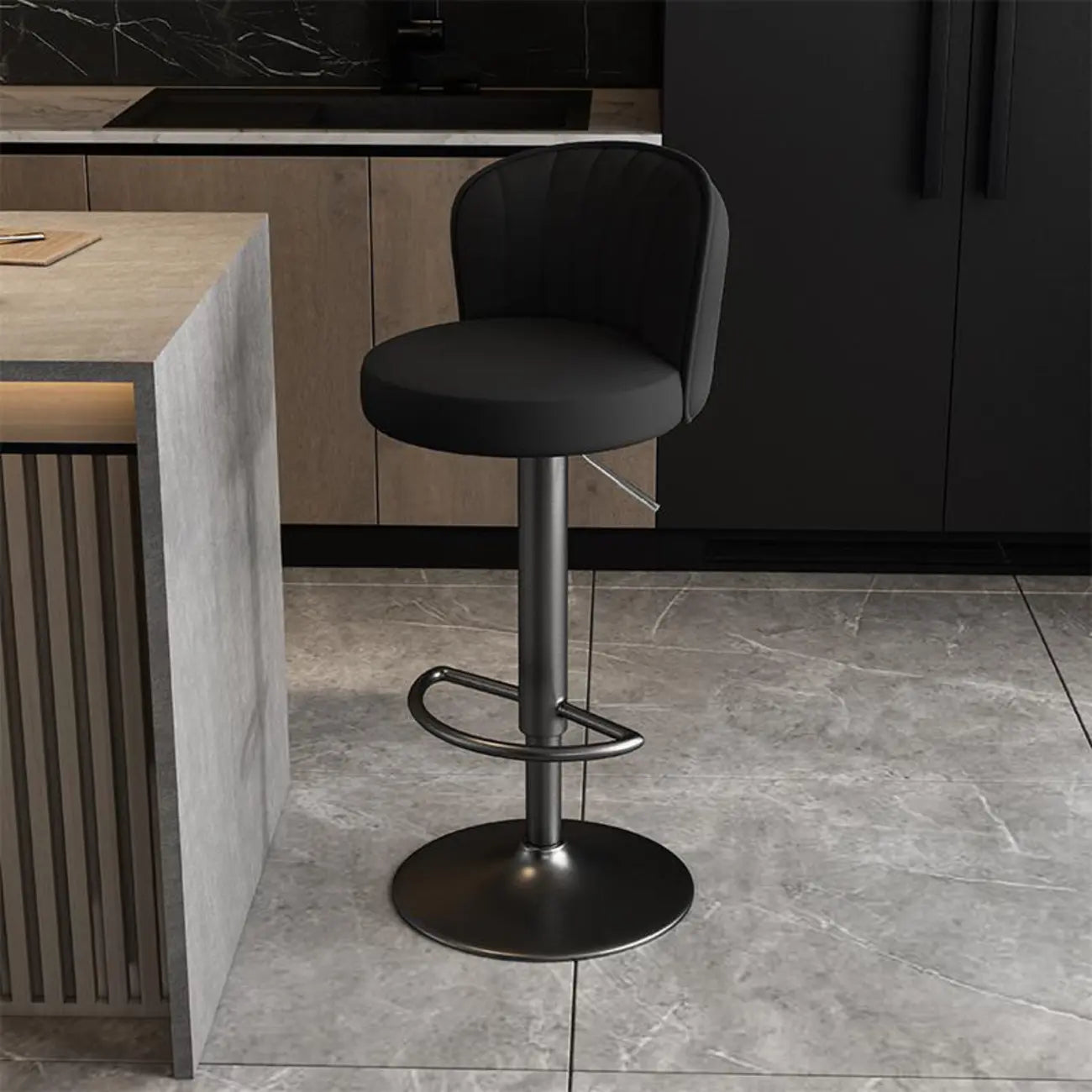 Tabourets de bar pivotants réglables en cuir moderne avec dossier