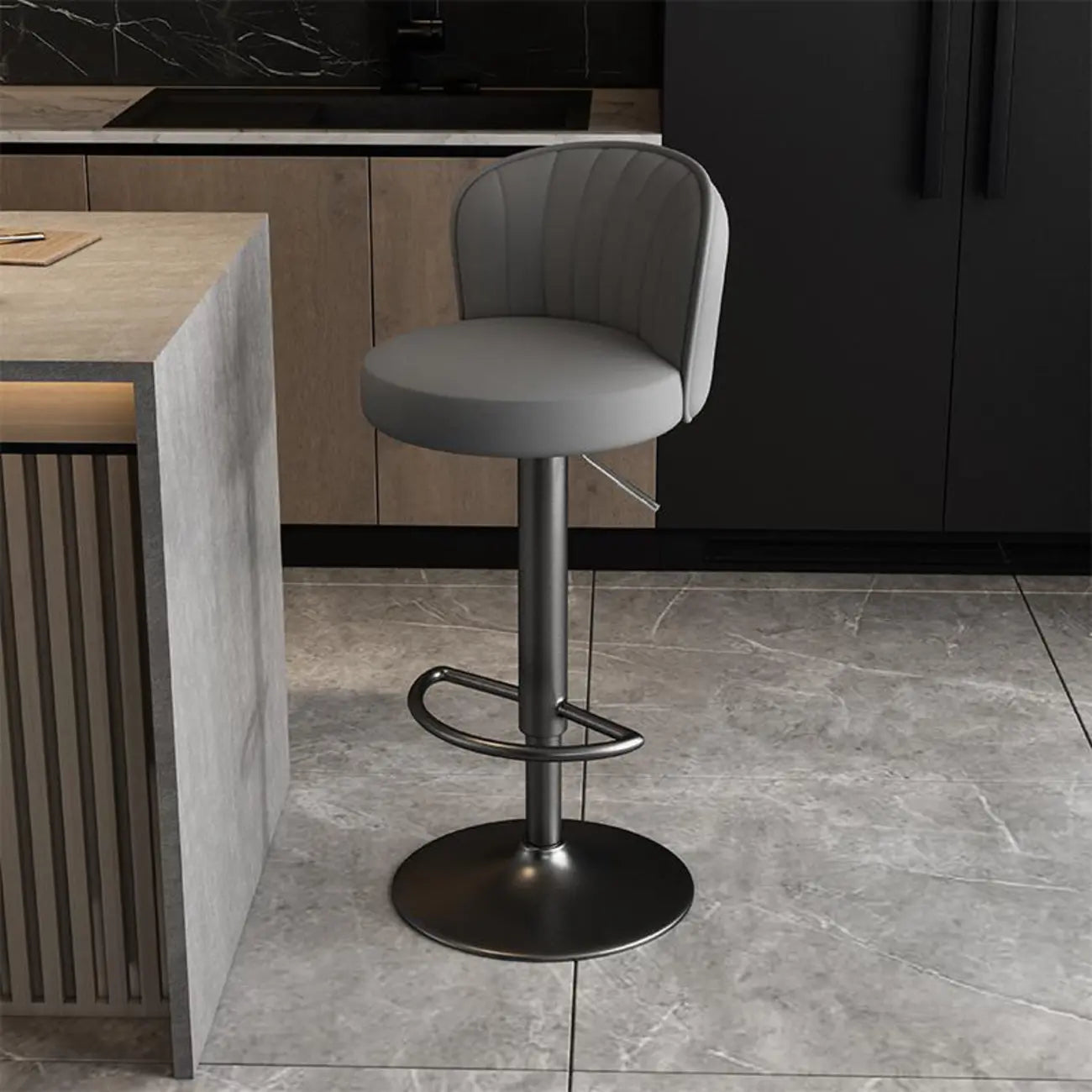 Tabourets de bar pivotants réglables en cuir moderne avec dossier