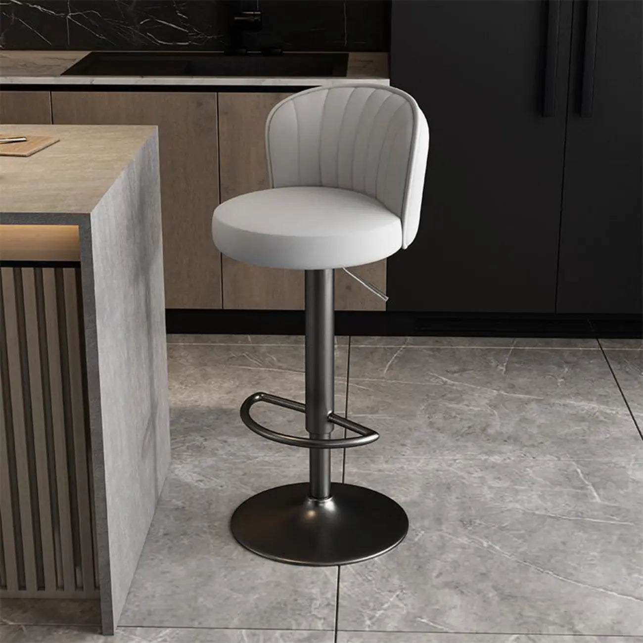 Tabourets de bar pivotants réglables en cuir moderne avec dossier