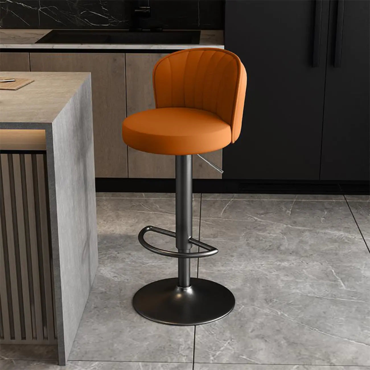 Tabourets de bar pivotants réglables en cuir moderne avec dossier