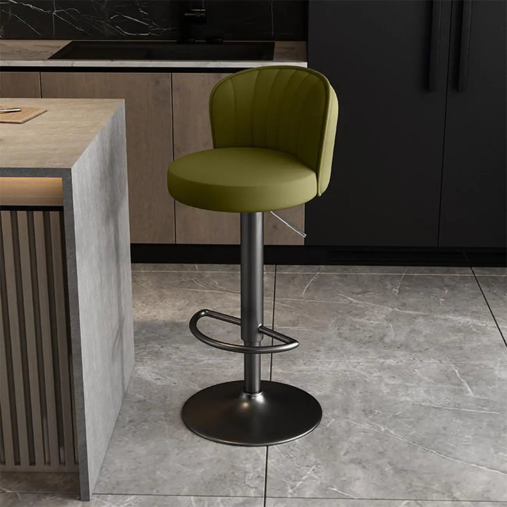 Tabourets de bar pivotants réglables en cuir moderne avec dossier
