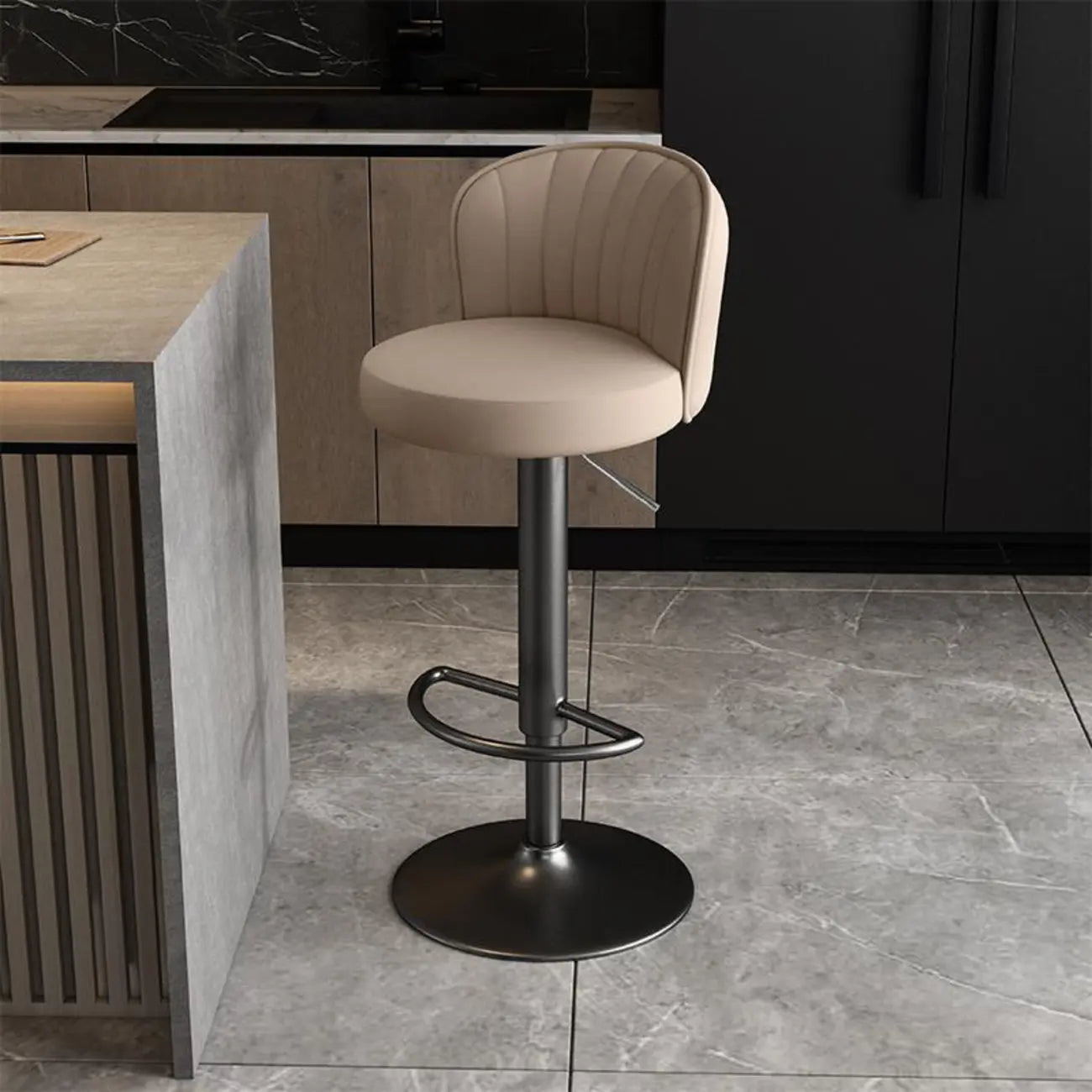Tabourets de bar pivotants réglables en cuir moderne avec dossier
