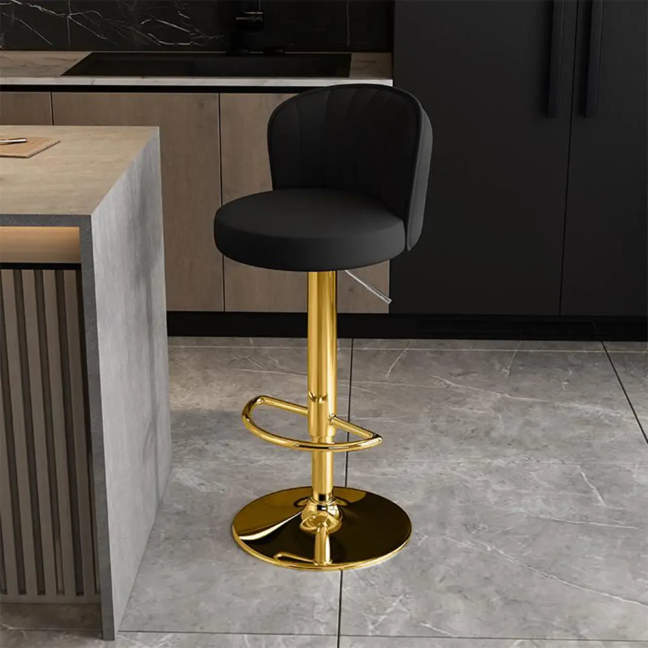 Tabourets de bar pivotants réglables en cuir moderne avec dossier
