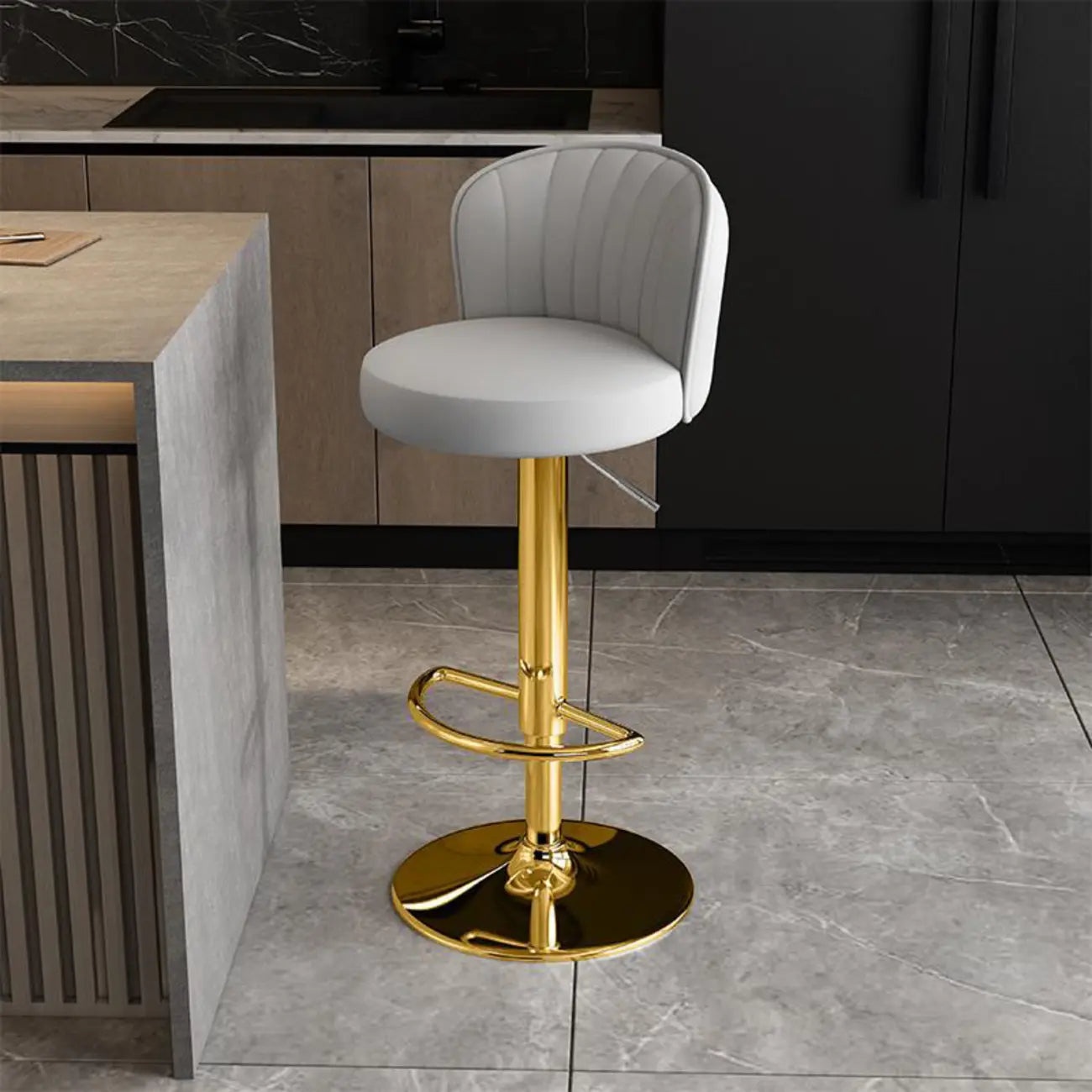 Tabourets de bar pivotants réglables en cuir moderne avec dossier