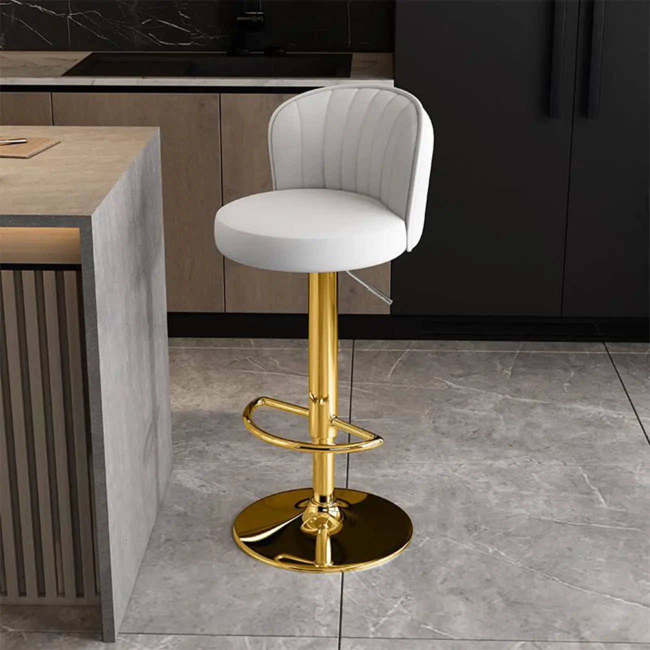 Tabourets de bar pivotants réglables en cuir moderne avec dossier