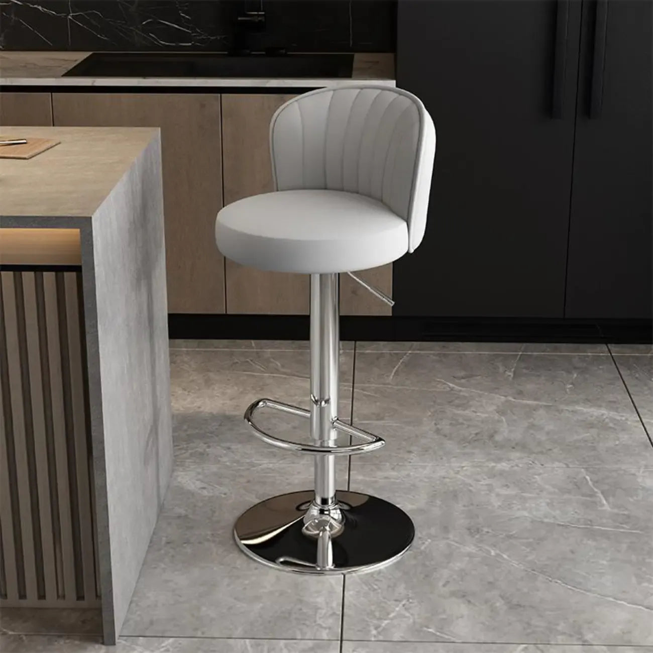 Tabourets de bar pivotants réglables en cuir moderne avec dossier