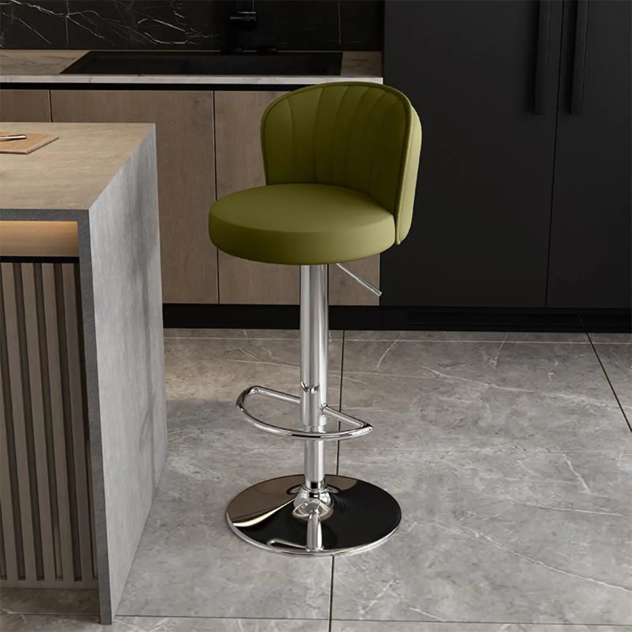 Tabourets de bar pivotants réglables en cuir moderne avec dossier