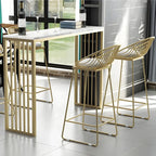 Tables de bar glamour blanches en faux marbre avec base en métal doré