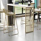 Tables de bar glamour blanches en faux marbre avec base en métal doré