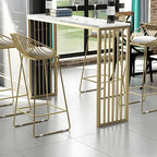 Tables de bar glamour blanches en faux marbre avec base en métal doré