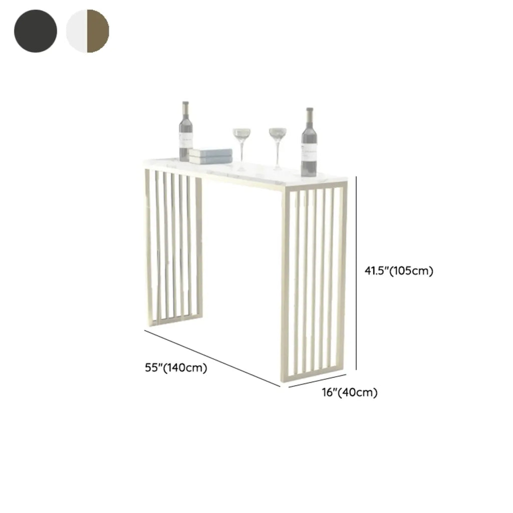 Tables de bar glamour blanches en faux marbre avec base en métal doré