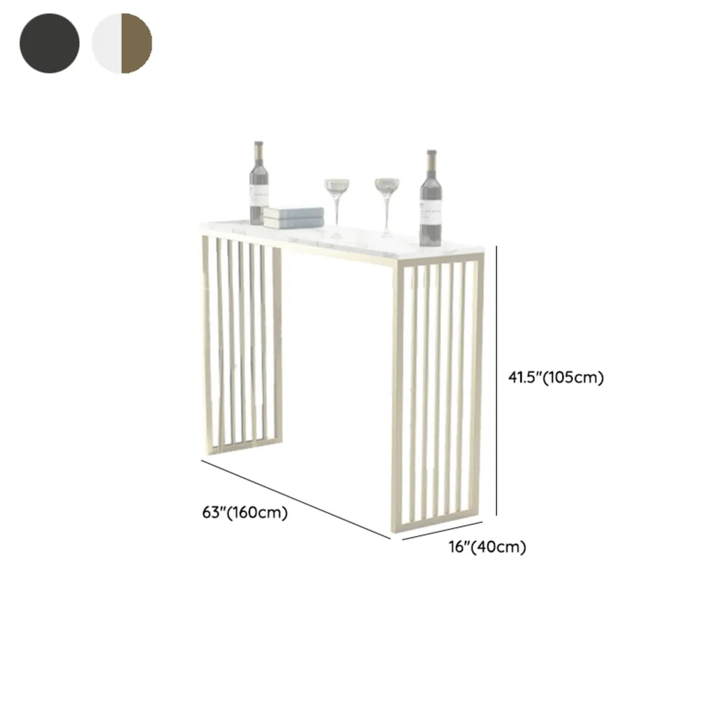 Tables de bar glamour blanches en faux marbre avec base en métal doré