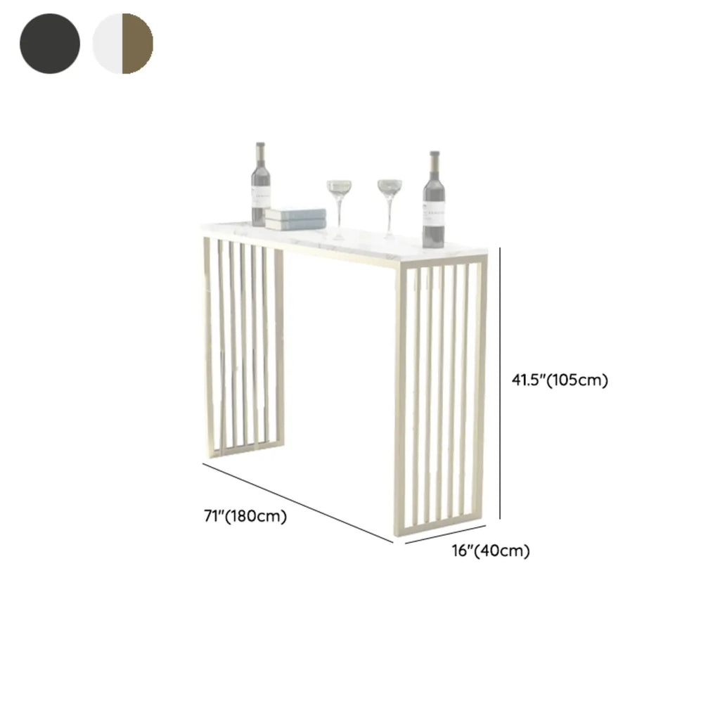Tables de bar glamour blanches en faux marbre avec base en métal doré