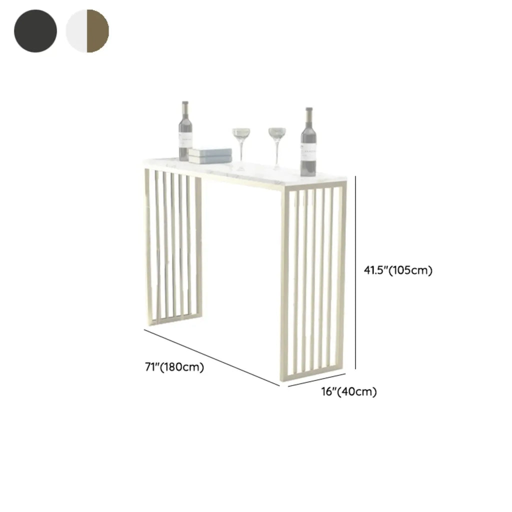 Tables de bar glamour blanches en faux marbre avec base en métal doré