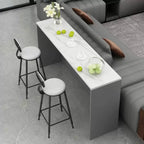 Table de bar élégante avec plateau en pierre et bois pour salon