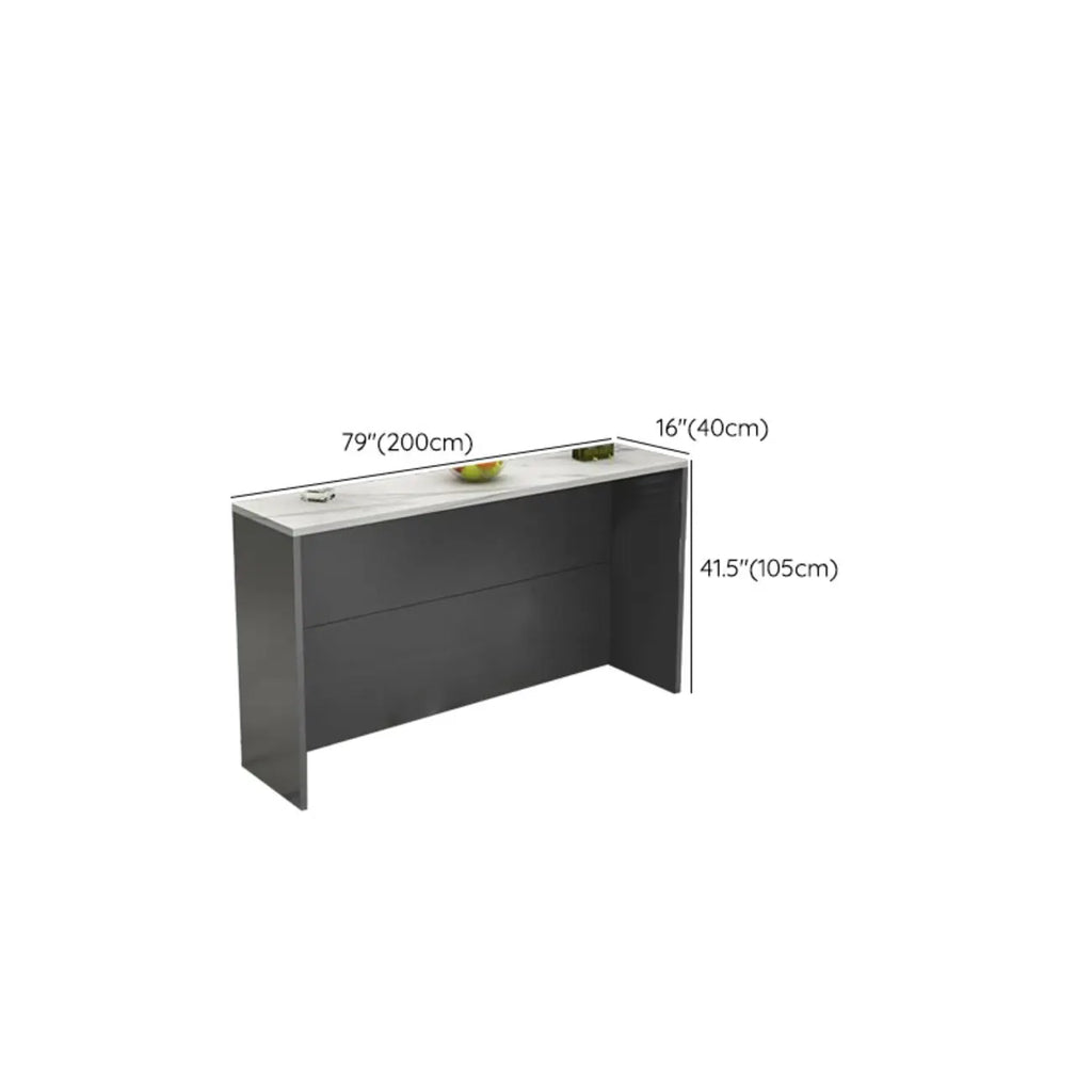 Table de bar élégante avec plateau en pierre et bois pour salon