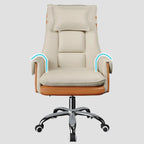 Fauteuil de bureau pivotant ergonomique moderne en cuir à dossier haut