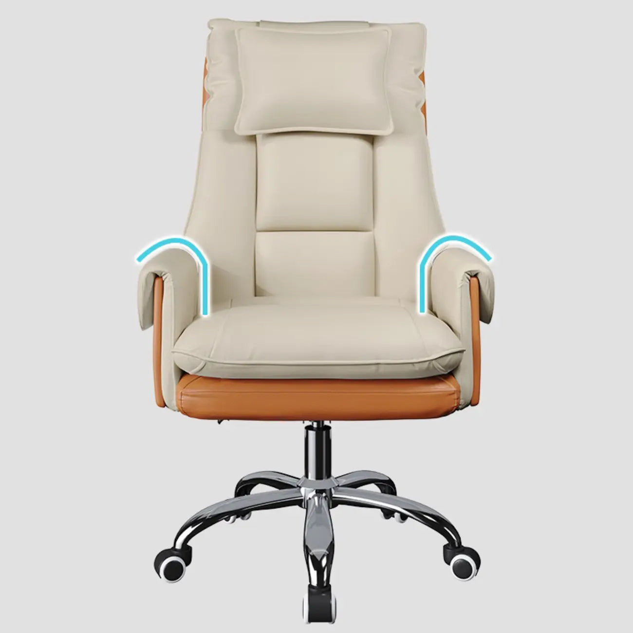 Fauteuil de bureau pivotant ergonomique moderne en cuir à dossier haut