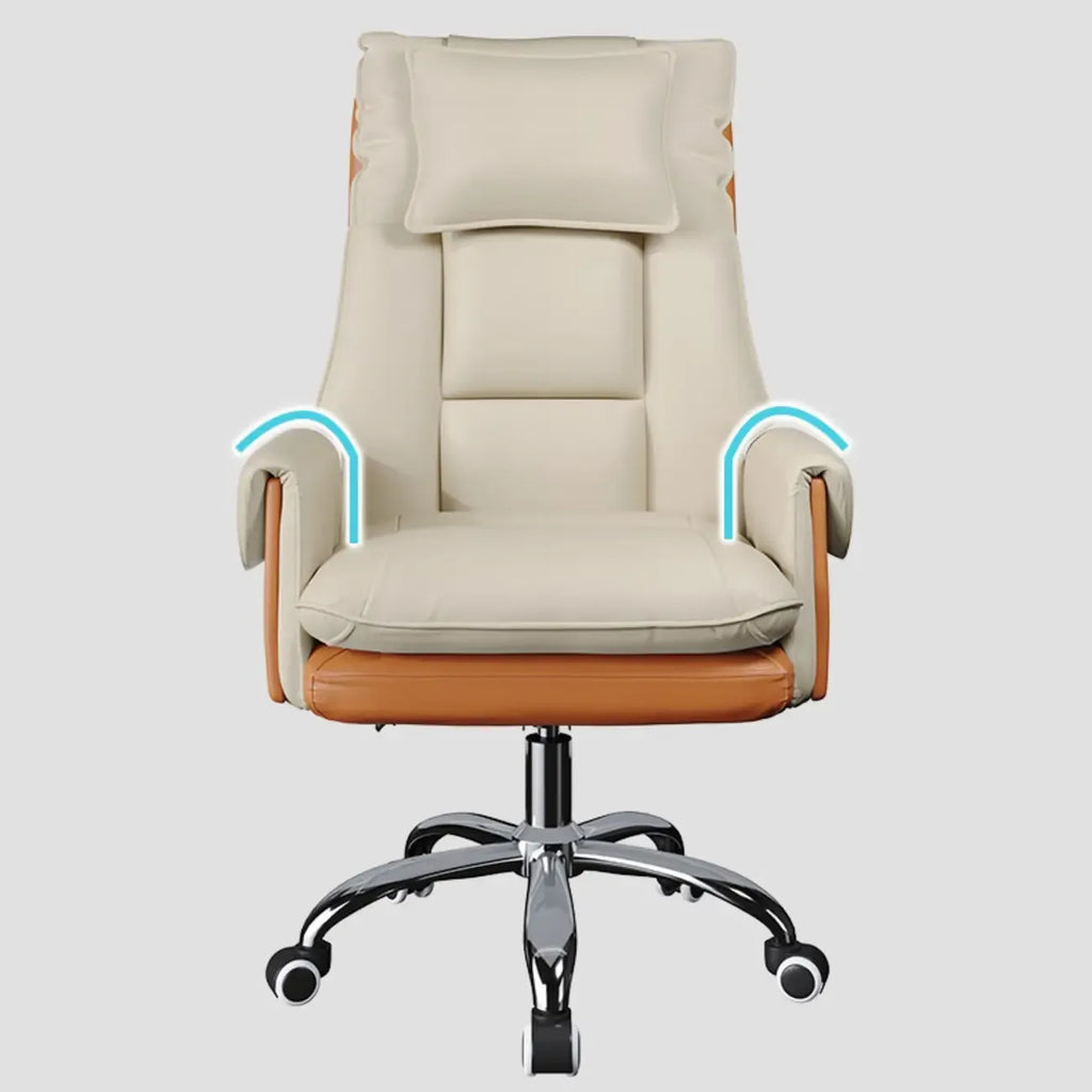 Fauteuil de bureau pivotant ergonomique moderne en cuir à dossier haut