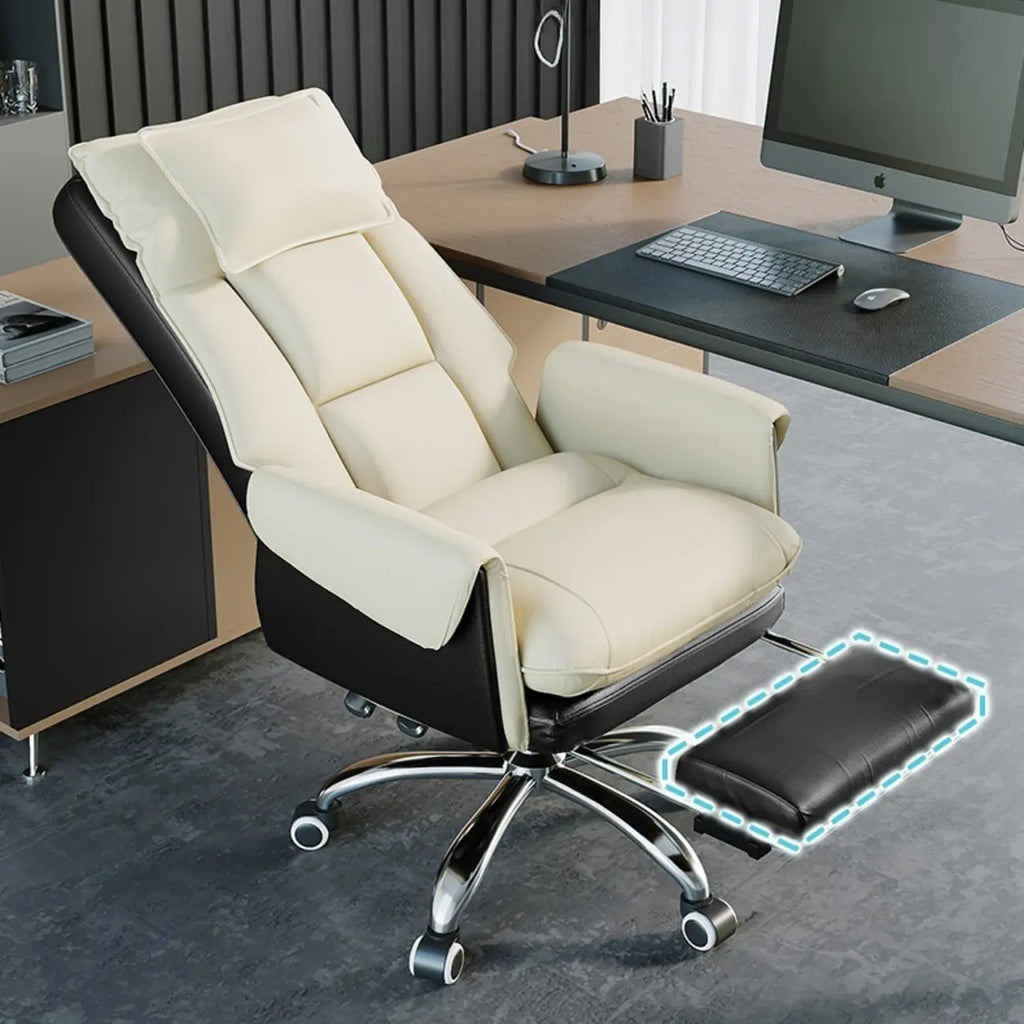 Fauteuil de bureau pivotant ergonomique moderne en cuir à dossier haut