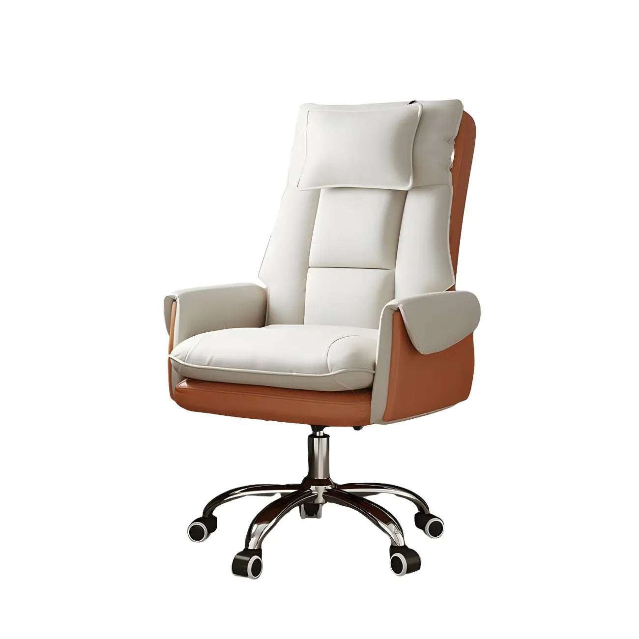 Fauteuil de bureau pivotant ergonomique moderne en cuir à dossier haut