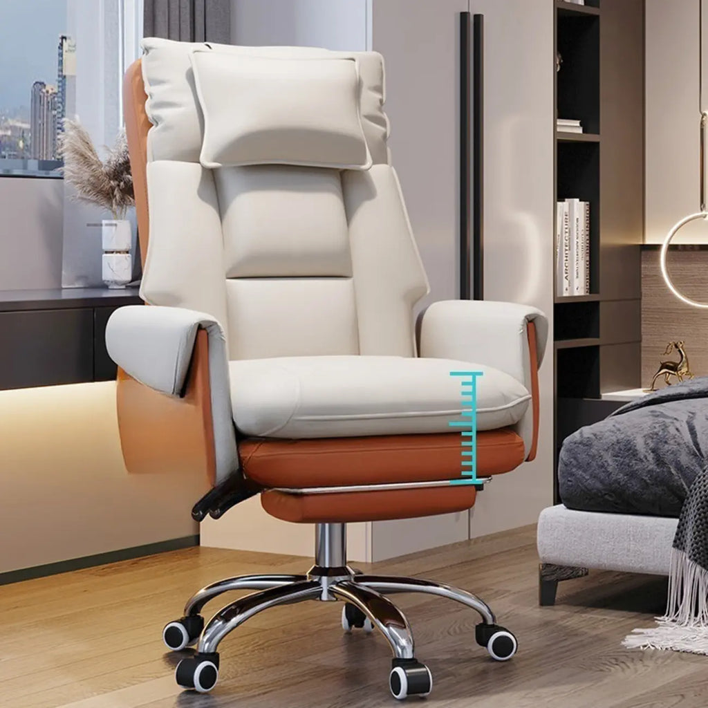 Fauteuil de bureau pivotant ergonomique moderne en cuir à dossier haut