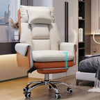 Fauteuil de bureau pivotant ergonomique moderne en cuir à dossier haut