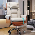 Fauteuil de bureau pivotant ergonomique moderne en cuir à dossier haut