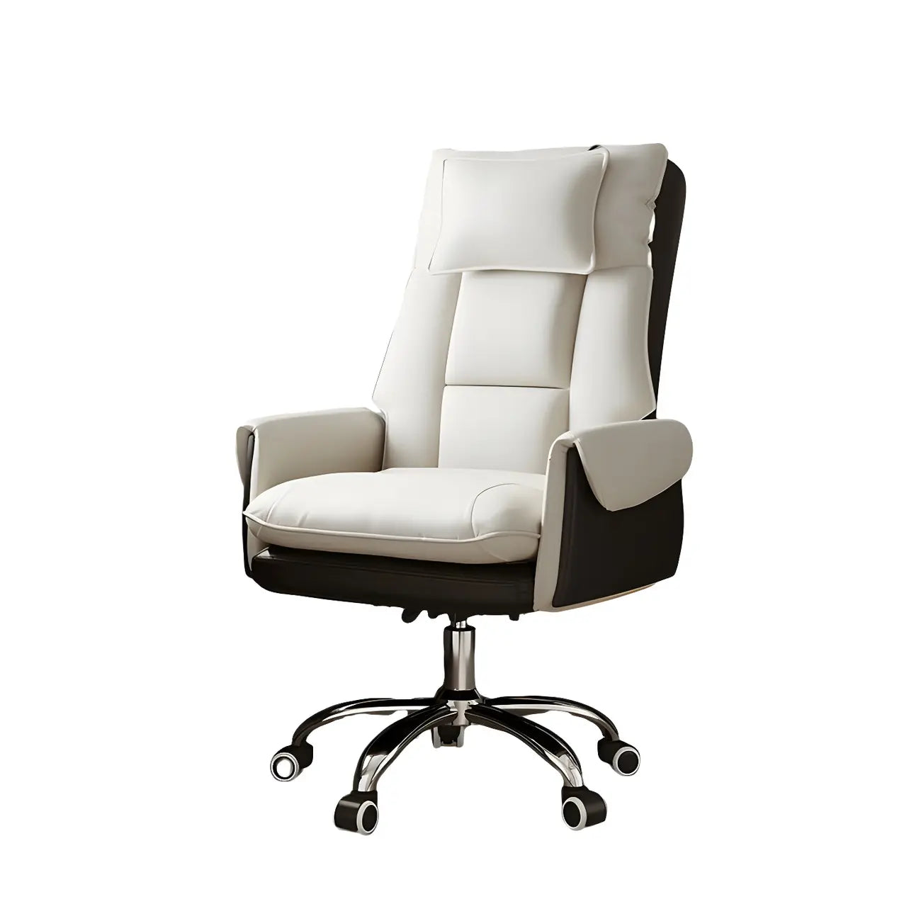 Fauteuil de bureau pivotant ergonomique moderne en cuir à dossier haut