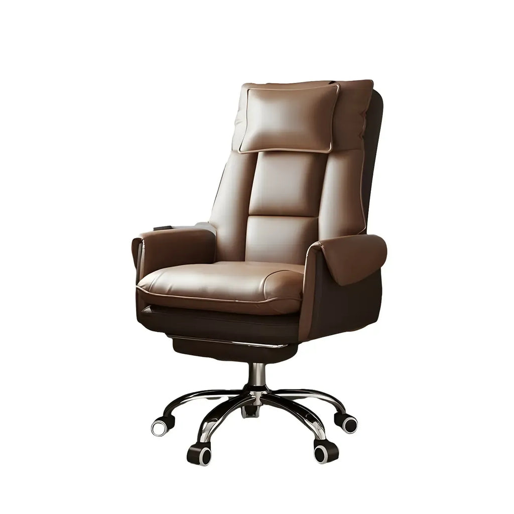 Fauteuil de bureau pivotant ergonomique moderne en cuir à dossier haut